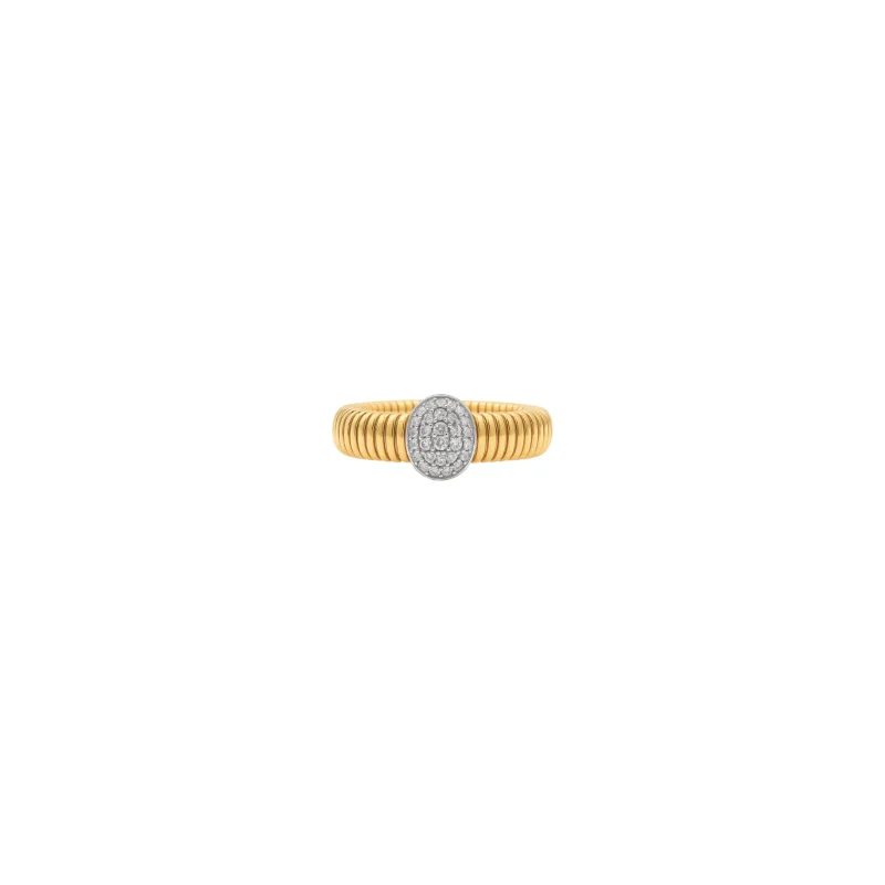 0.14ct Diamond 18K Italian Gold Grooved Solitaire Illusion Ring