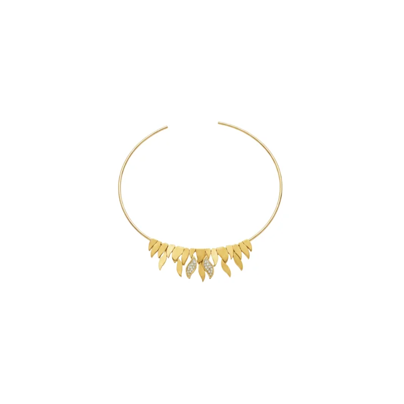 0.27ct Diamond 14K Gold Collar Chocker Necklace