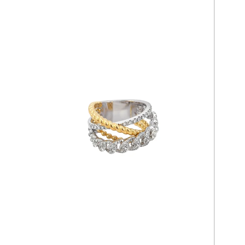 0.80ct Diamond 18K Gold Multi Chain Ring