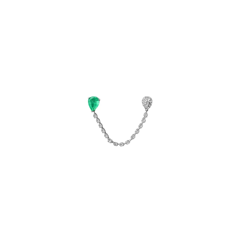0.93ct Emerald Diamond 18K Gold Chain Stud Earrings