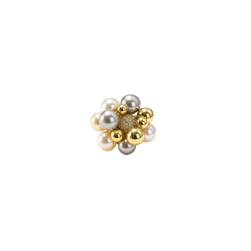 1.00ct Diamond Pearls 18K Cocktail Ring