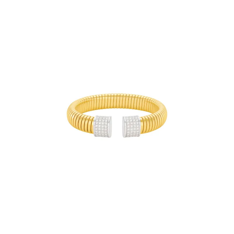 1.70ct Diamond 14K Gold Cuff Bangle Bracelet