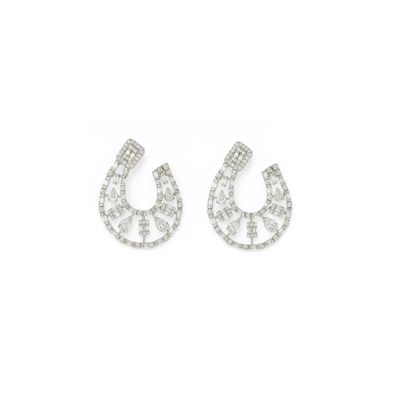 1.97ct Diamond 14K Gold Curved Statement Earrings