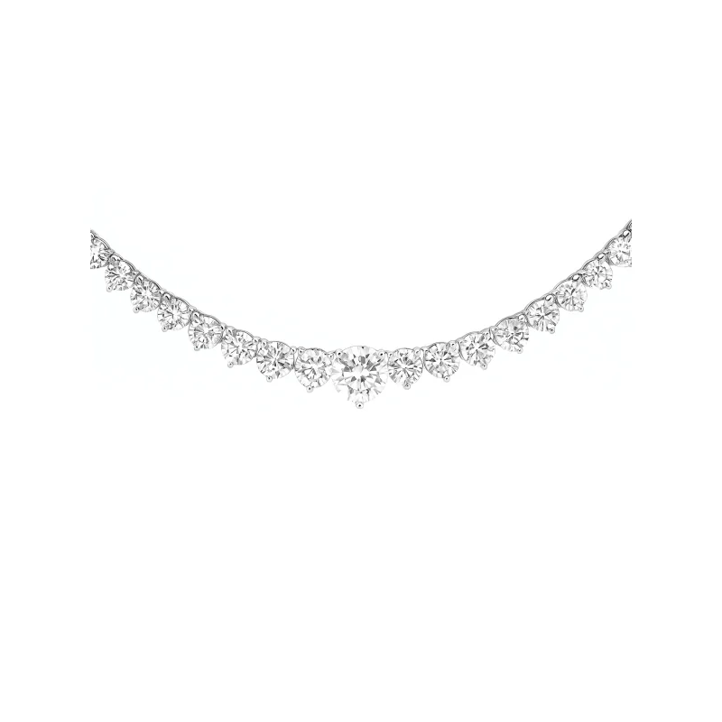 12.11ct Diamond 18K Gold Graduated Tennis Necklace