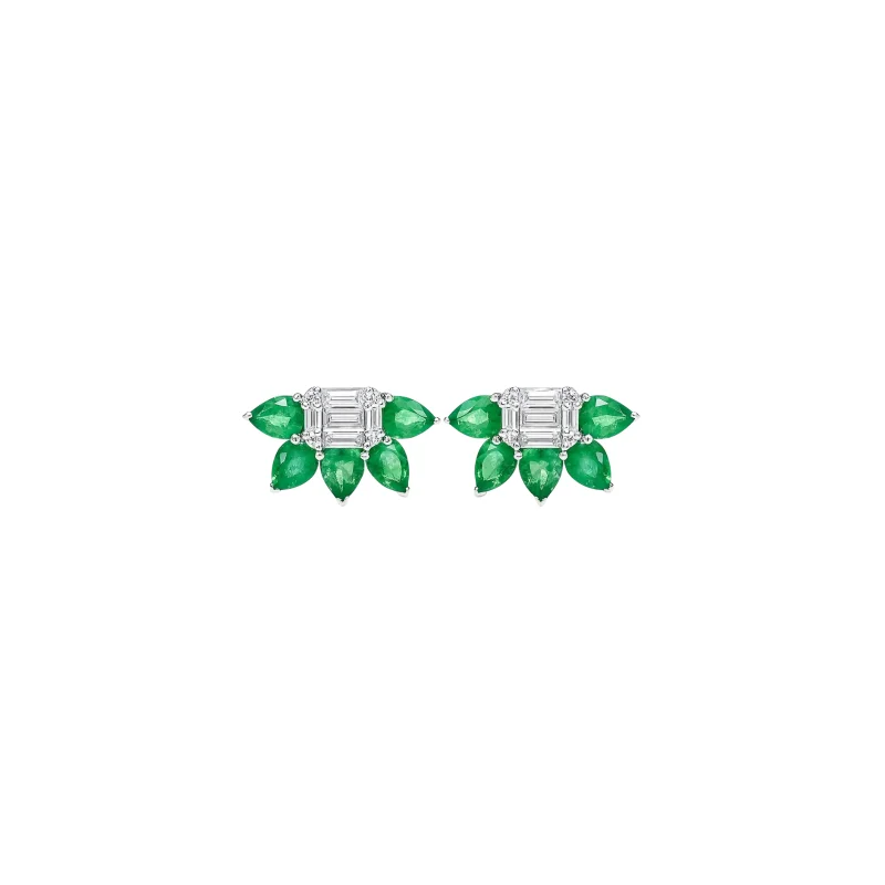 2.50ct Diamond Emerald 18K Gold Earrings