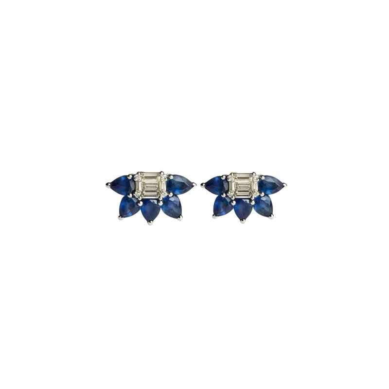 2.50ct Diamond Sapphire 18K Gold Earrings