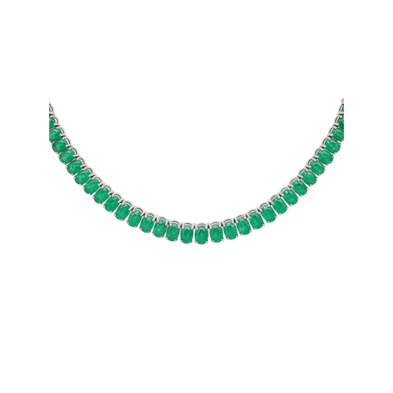 20.60ct Emerald 18K Gold Tennis Necklace