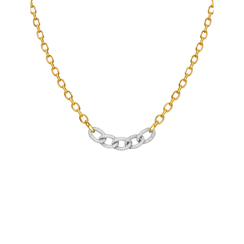 3.91ct Diamond 14K Gold Clip Chain Necklace
