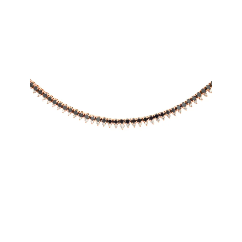 5.09ct Black Diamond 18K Gold Stationed Tennis Necklace