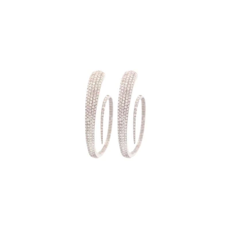 5.25ct Diamond 14K Gold Statement Curved Hoop Earring