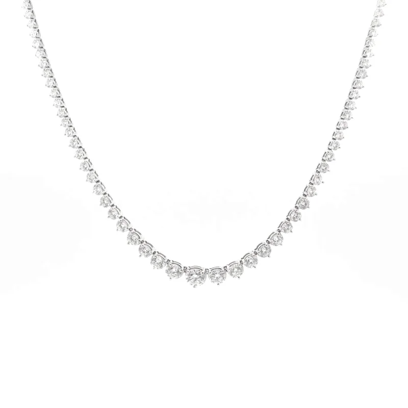5.25ct Diamond 18K Gold Graduated Tennis Necklace