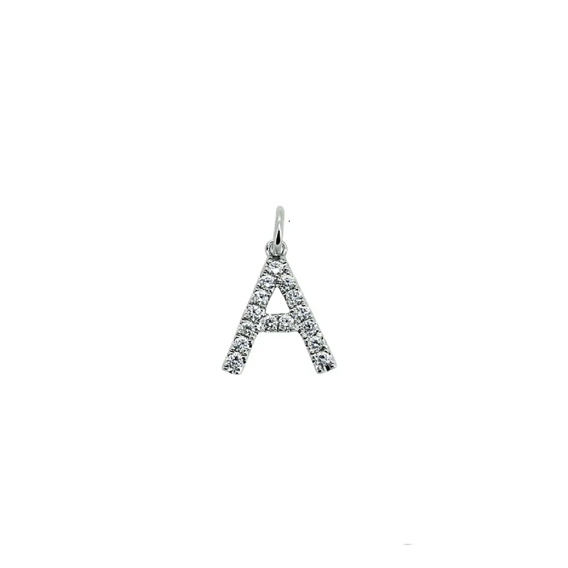 White gold_ Diamond Pendant Letter A.
