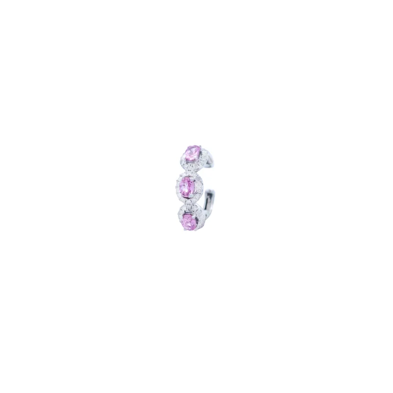 0.75ct Diamond Pink Sapphire 18K Gold Three Stone Ear Cuff