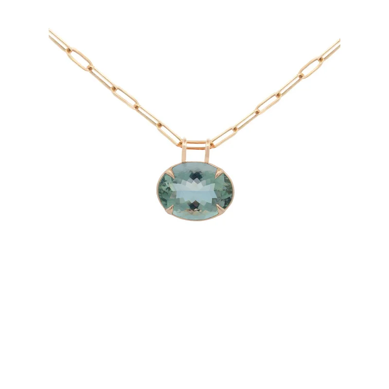 28,85cts Green Amethyst 18K Gold Pendant