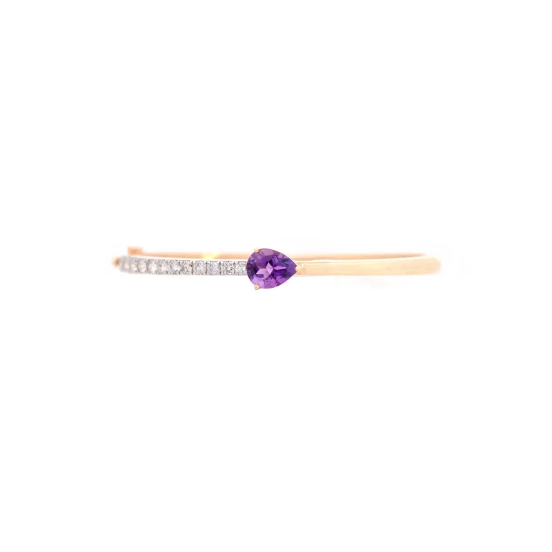 3.03ct Purple Citrine Diamond 14K Gold Bangle Bracelet