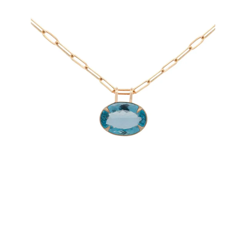34.50cts Blue Topaz 18K Gold Pendant