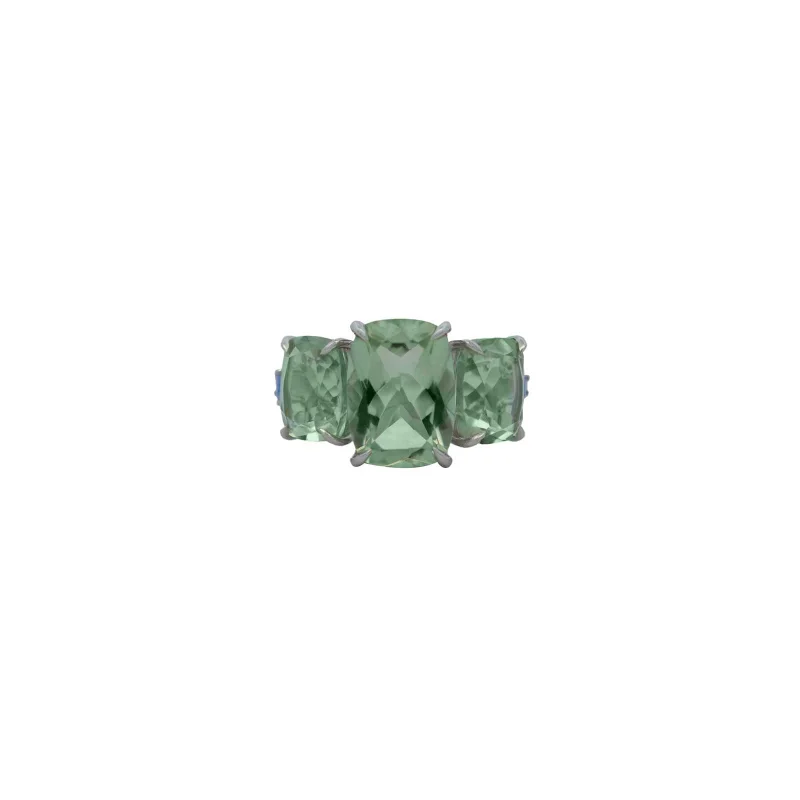 6.22ct Green Amethyst Tanzanite 18K Gold Ring