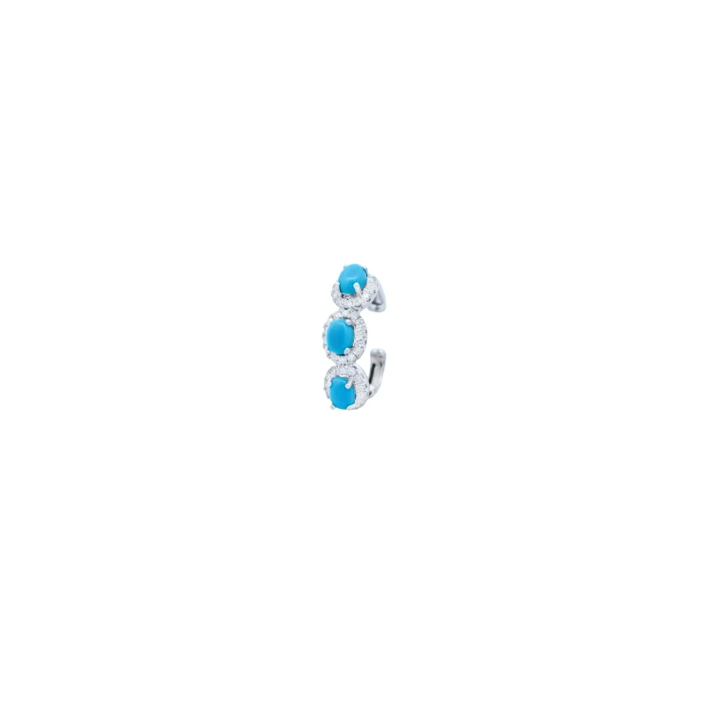 0.20ct Diamond Turquoise 18K Gold Three Stone Ear Cuff