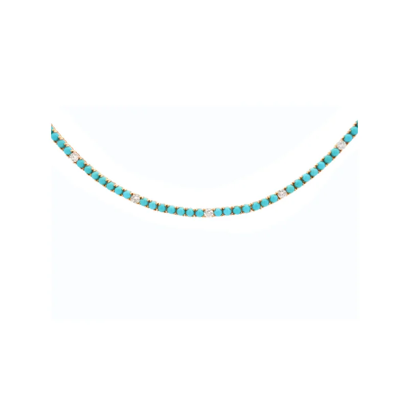9.95ct Turquoise Diamond K Gold Tennis Necklace