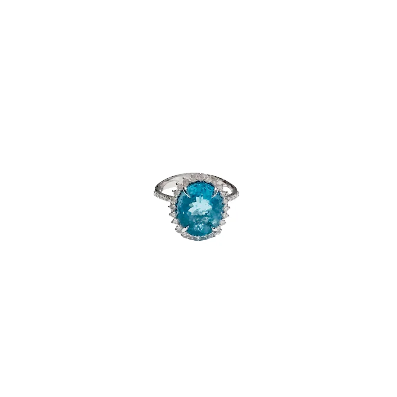Apatite Diamond 18K Gold Ring