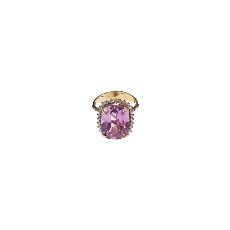 Kunzite Diamonds 18K Gold Ring