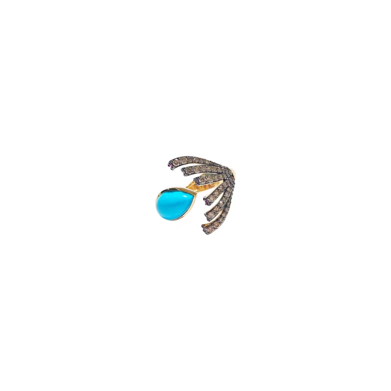 Turquoise Diamond 18K Gold Ring