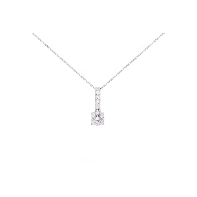 0.65ct Diamond Platinum Solitaire Pendant Chain Necklace