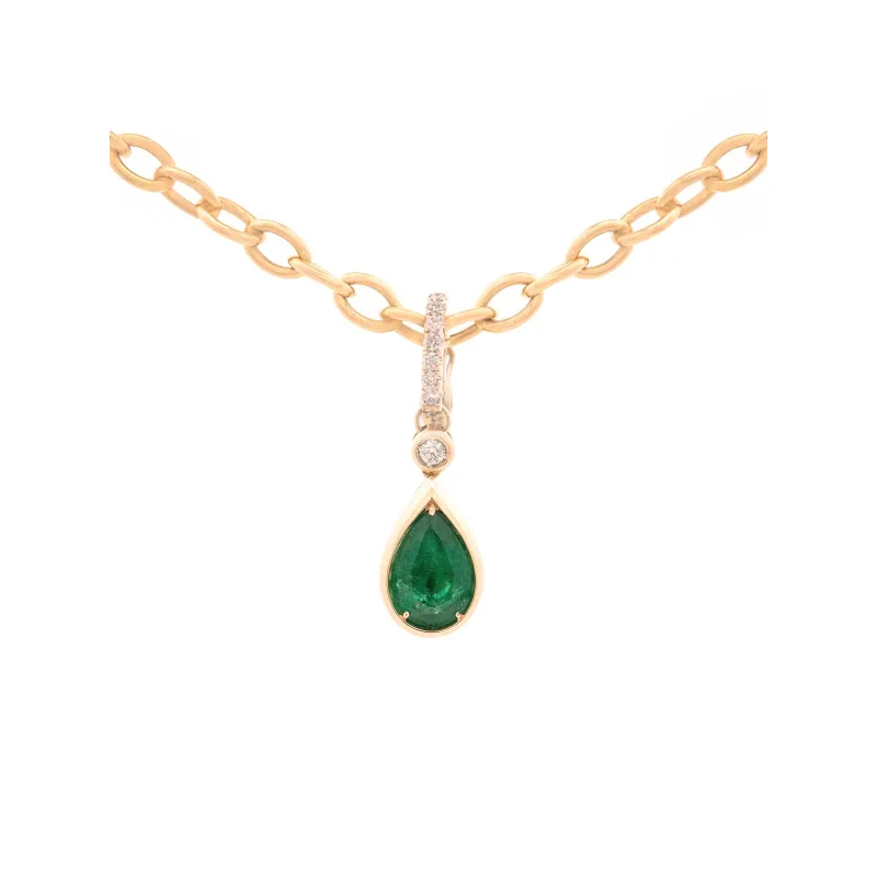 1.93ct Diamond Emerald 14K Gold Pear Bezel Pendant