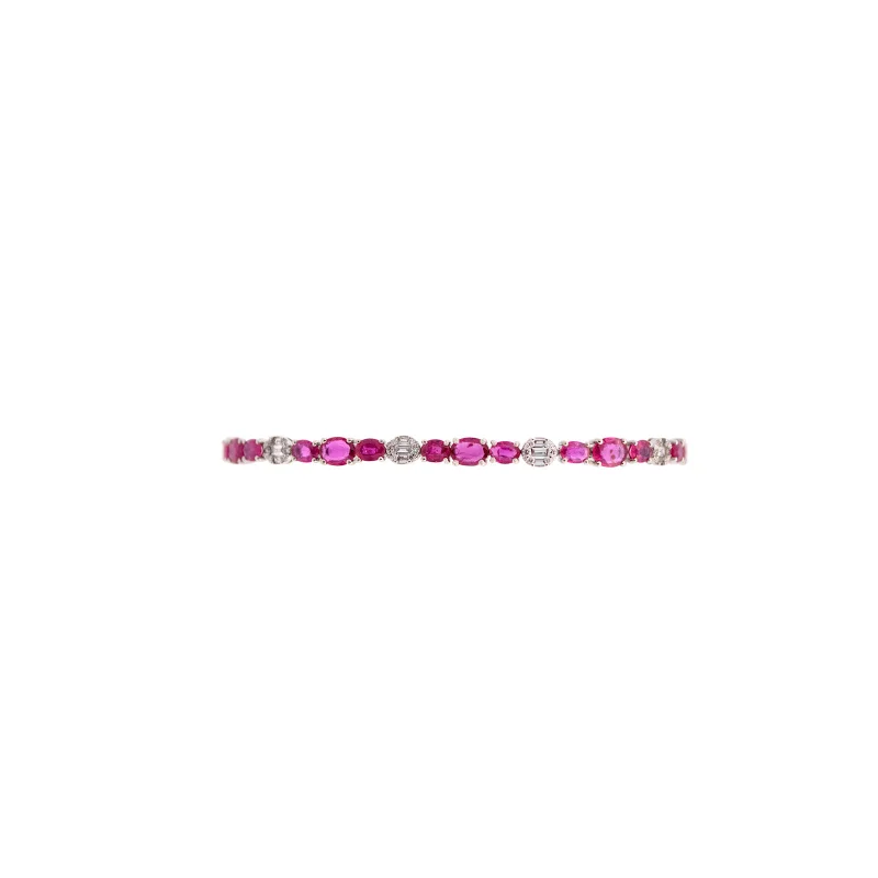 6.85ct Ruby Diamond 18K Gold Tennis Bracelet