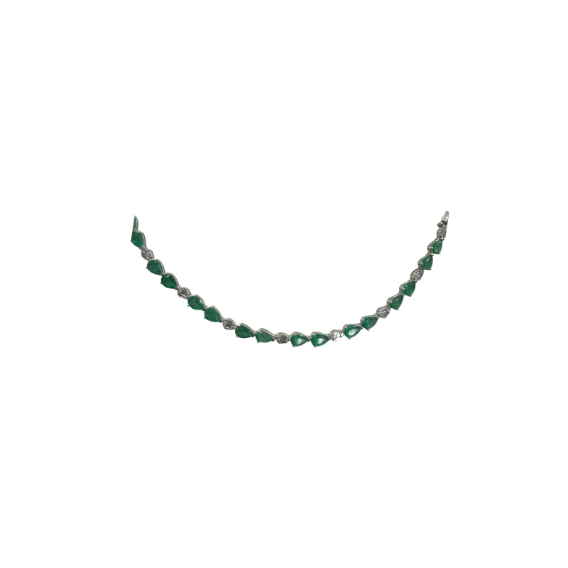 7.60ct Emerald Diamond 18K Gold Tennis Bracelet