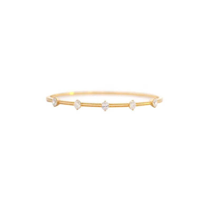 0.90ct Diamond 14K Gold Marquise Bangle Bracelet