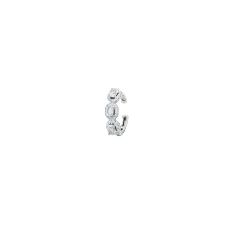 0.60ct Diamond White Topaz 18K Gold Three Stone Ear Cuff