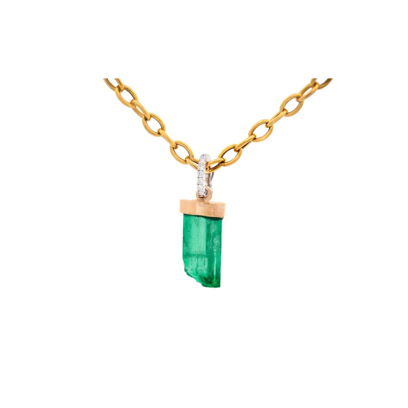 0.80ct Diamond Emerald 18K Gold Pendant