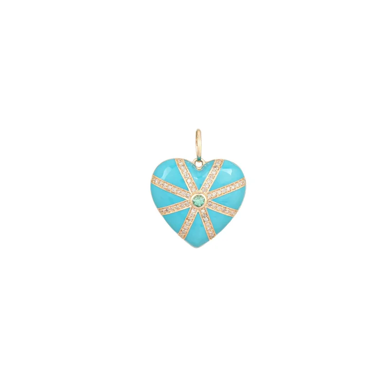 0.39ct Diamond Emerald 14K Gold Heart Pendant