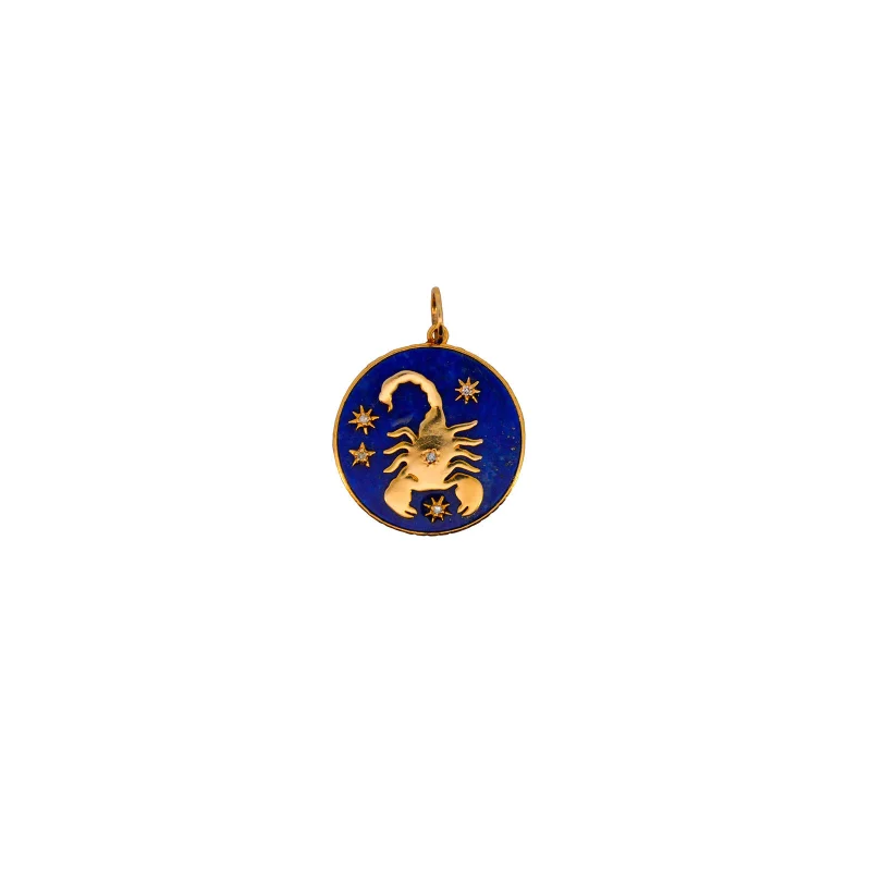 18.64ct Diamond Lapis Lazuli 18K Gold Scorpio Pendant