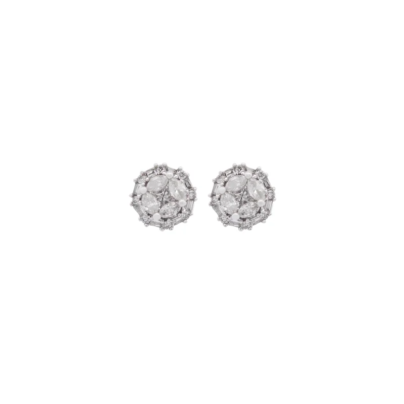 1.21ct Diamond 18K Gold Marquise Baguette Stud Earrings