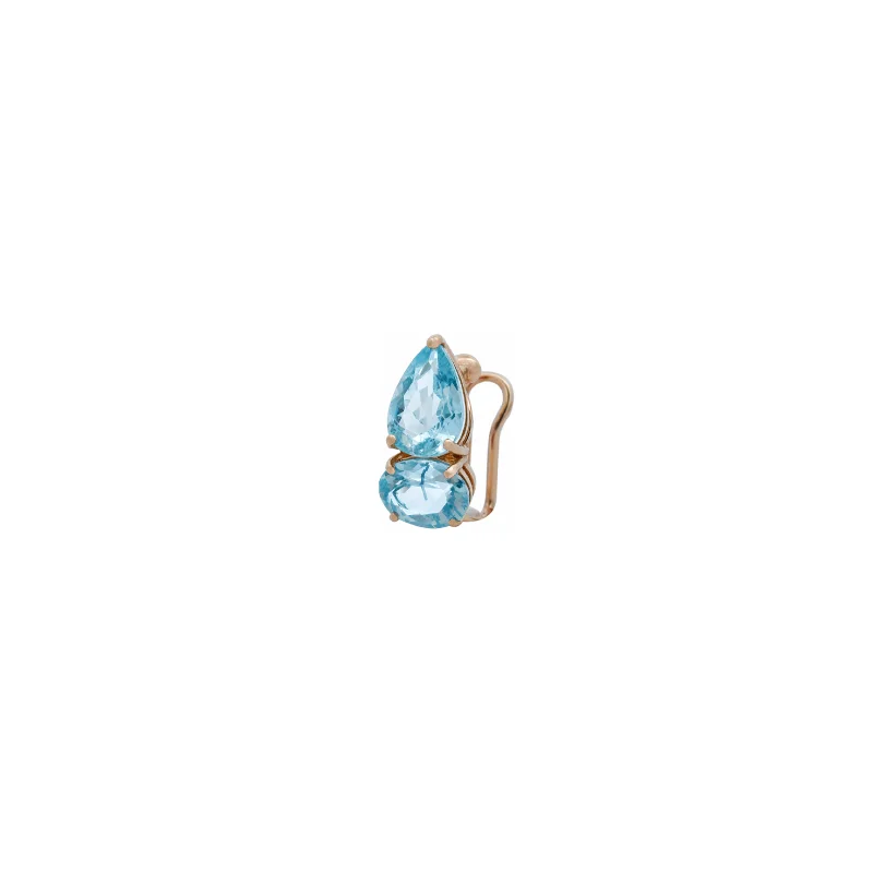 Acquamarine 18K Gold Two Stone Ear Cuff