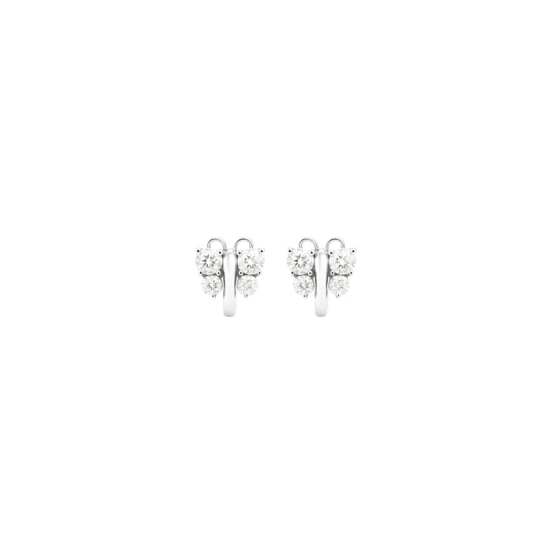 0.86ct Diamond 18K Gold Butterfly Huggie Hoop Earrings