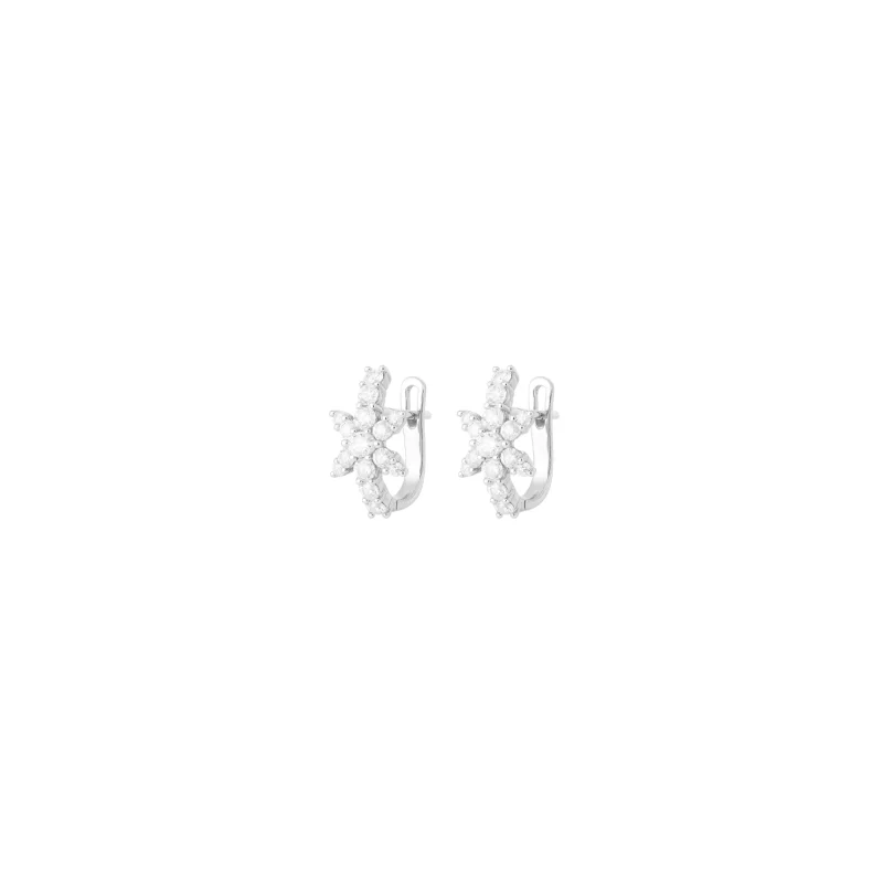 1.10ct Diamond 18K Gold Star Hoop Earrings