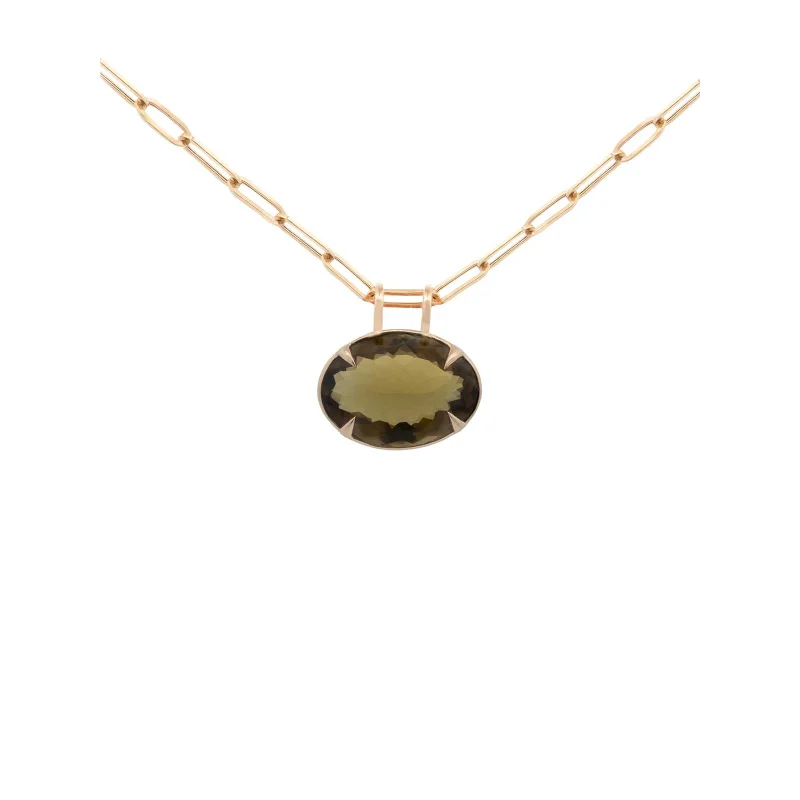 28.80ct Olive Quartz 18K Gold Pendant