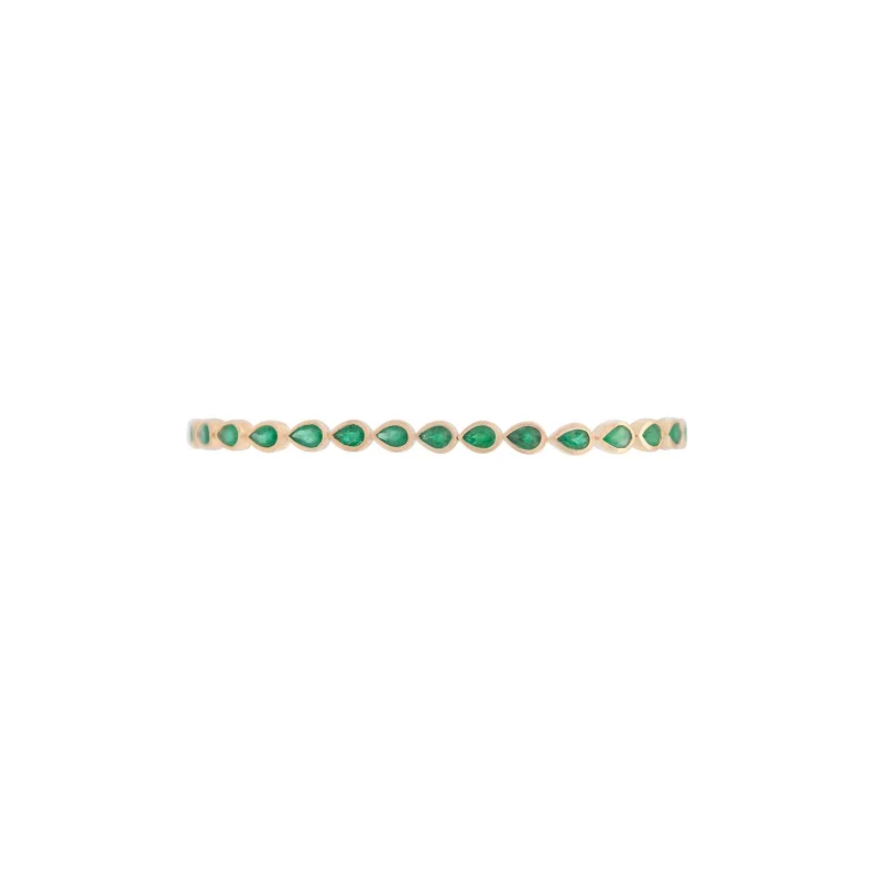 4.41ct Emerald 18K Gold Pear Cut Bezel Tennis Bracelet
