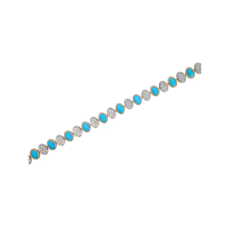 8.16ct Turquoise Diamond 14K Gold Bracelet