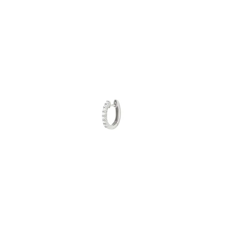 0.10ct Diamond 18K White Gold Hoop – One Side