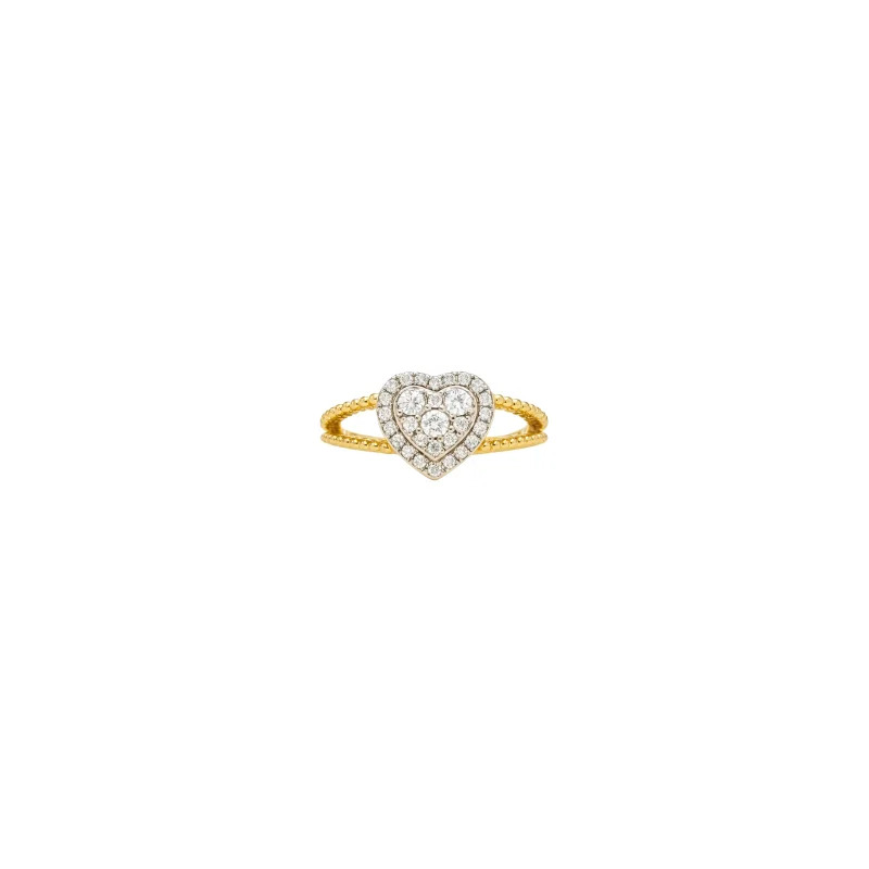 0.36ct Diamond 14K Gold Pave Heart Ring