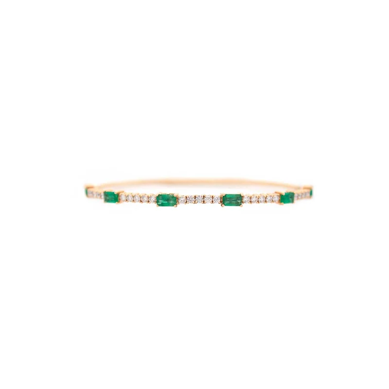 2.75ct Emerald Diamond 14K Gold Bangle Bracelet
