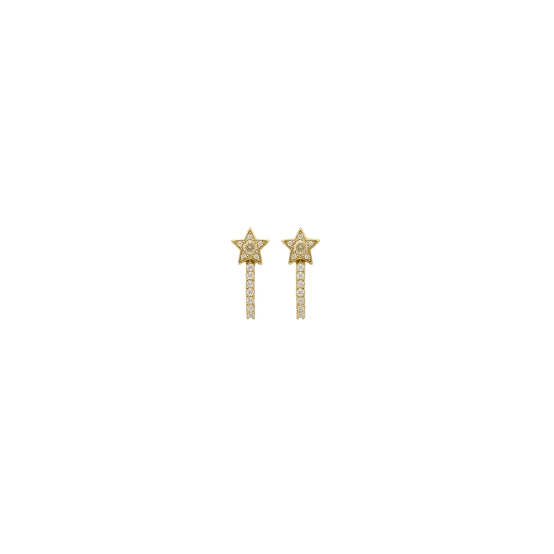0.34ct Diamond 18K Gold Dainty Star Earrings