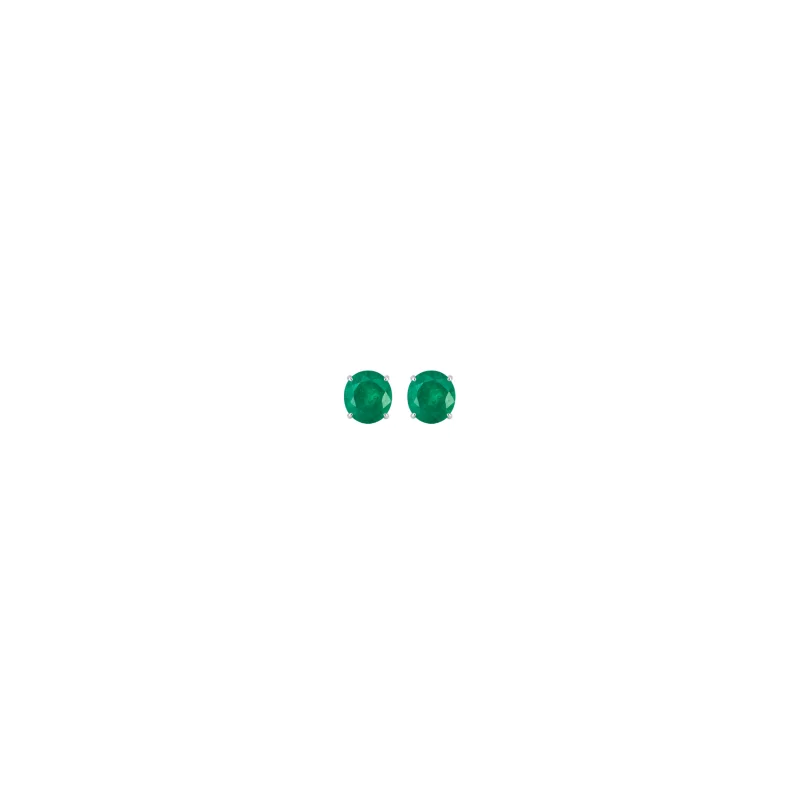 0.43ct Emerald 18K Gold Round Stud Earrings