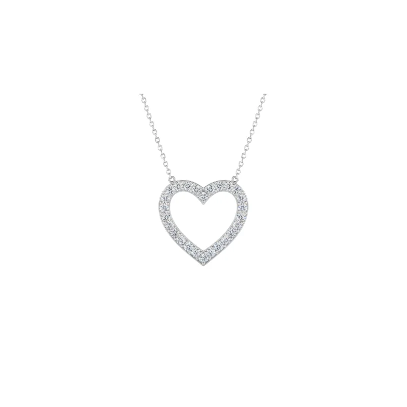 0.50ct Diamond 14K Gold Heart Pendant Chain Necklace