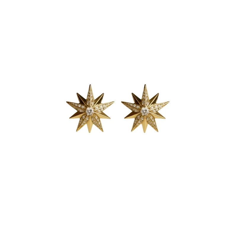 0.77ct Diamond 14K Gold Star Earrings