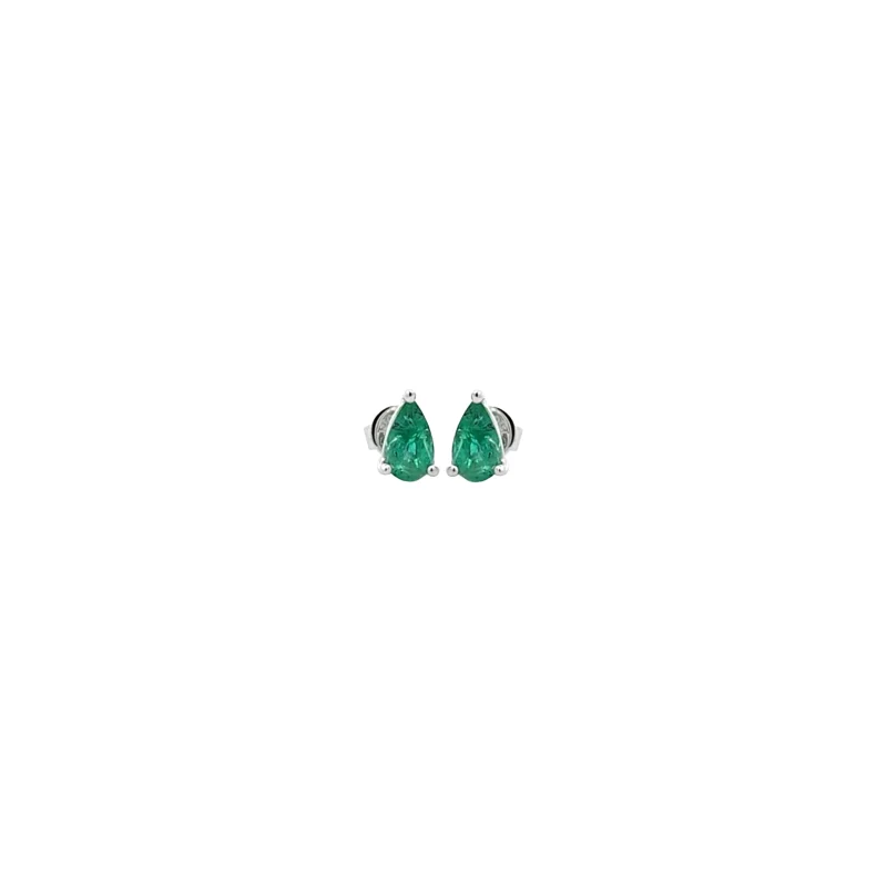 0.95ct Emerald 18K Gold Pear Stud Earrings